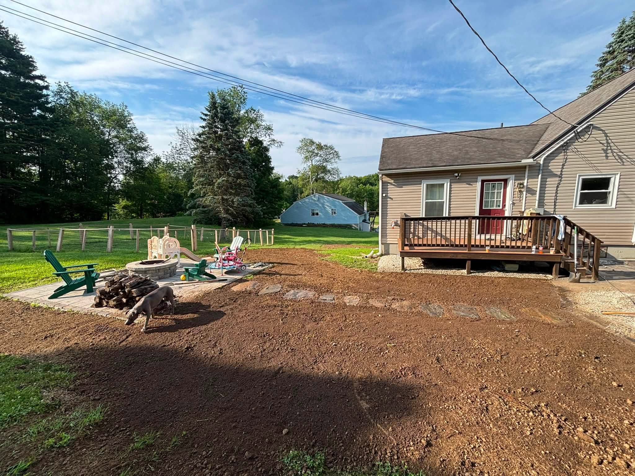 Drainage and walkway project complete — side angle